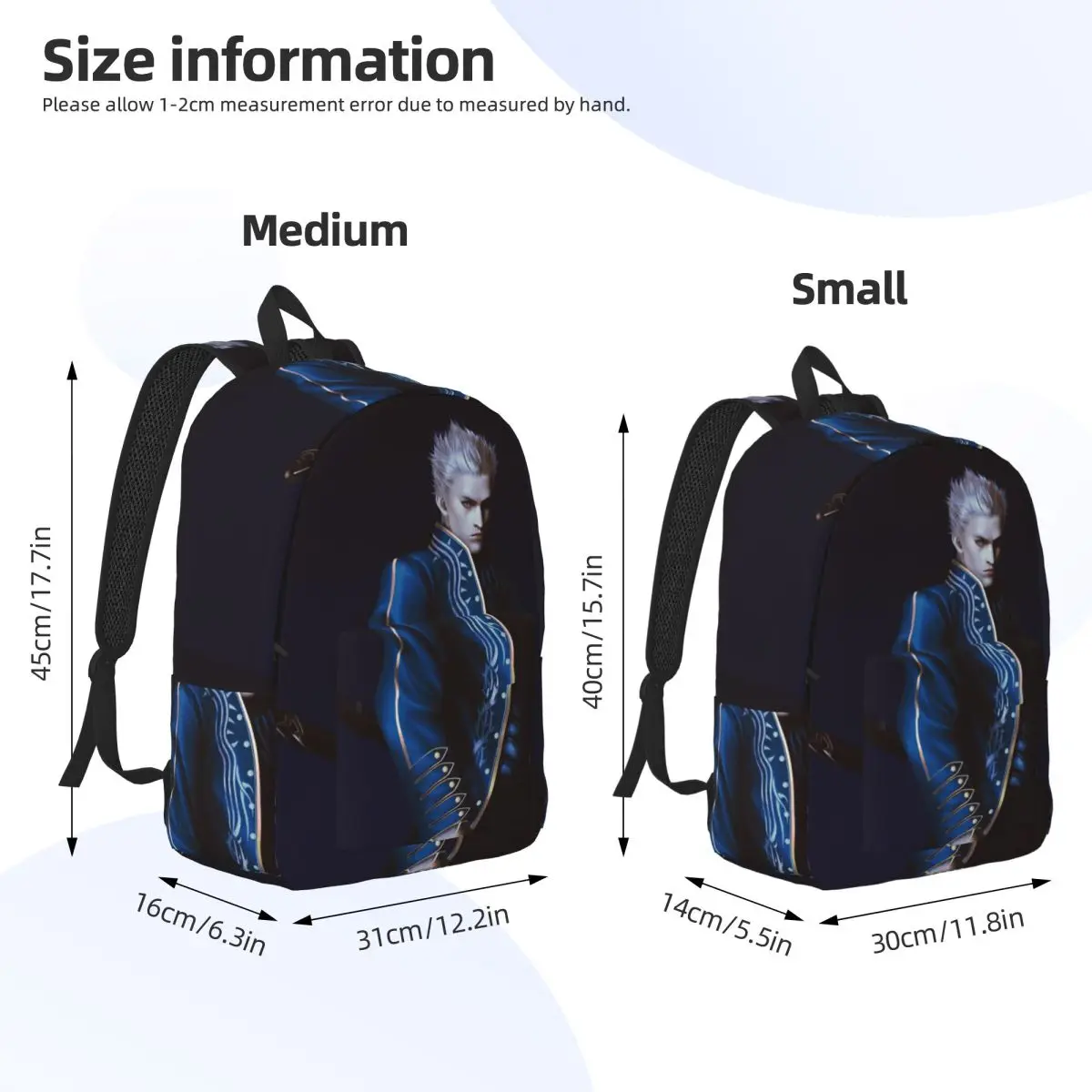 Vergil From The Devil May Cry Series Backpack Daypack Large Capacity Kids BookBag School Bag Shoulder Bags for Boys Girls