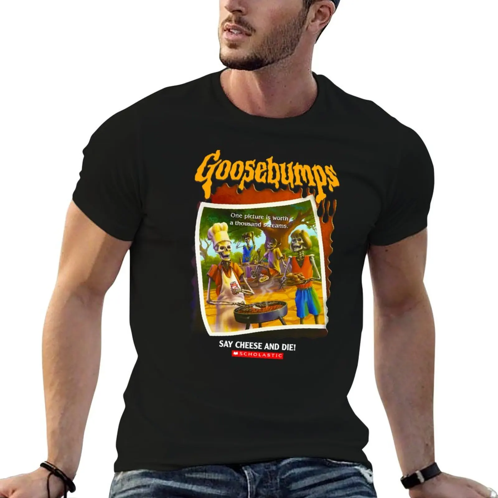 Goosebumps-say-cheese-and-Die T-Shirt Trendy Print Short Sleeve T-Shirt