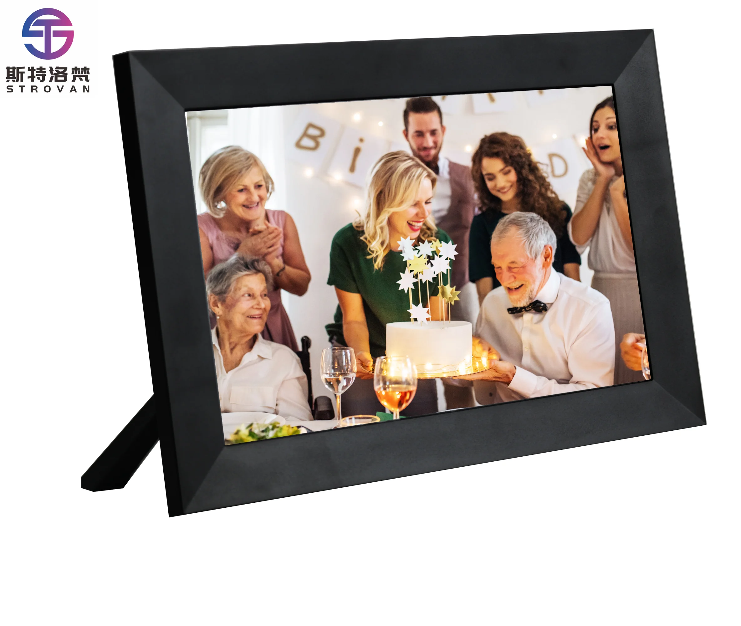 

10 Inch WiFi Digital Photo Picture Frame Bulk Video Download Acrylic Material Touch Screen Clock