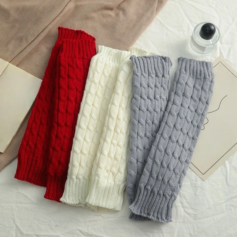 

Fashion Knee High Fleece Leg Warmers Foot Cover Thickened Winter Leg Warmers Solid Color Soft Knitted Leg Coverings Women