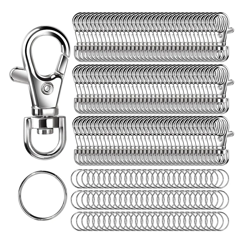 ABVJ-Metal Swivel Snap Hooks And Key Rings, Small Lobster Claw Keychains Clasps And Key Chain Ring