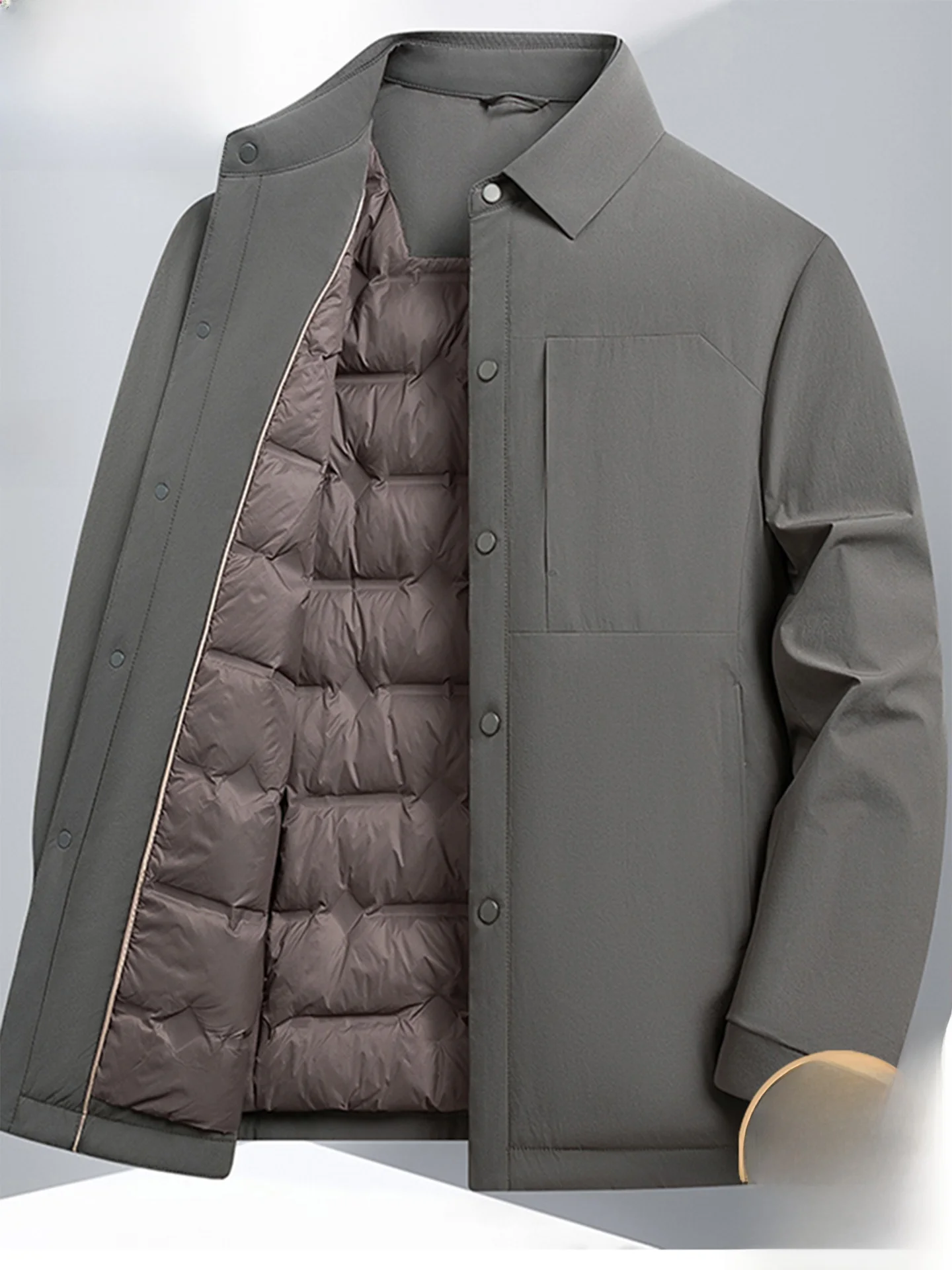 

Легкий мужской пуховик Jaet с повседневным воротником Busin, повседневное универсальное пальто на гусином пуху, городское пальто для отдыха, повседневные поездки на работу, теплое ветрозащитное пальто