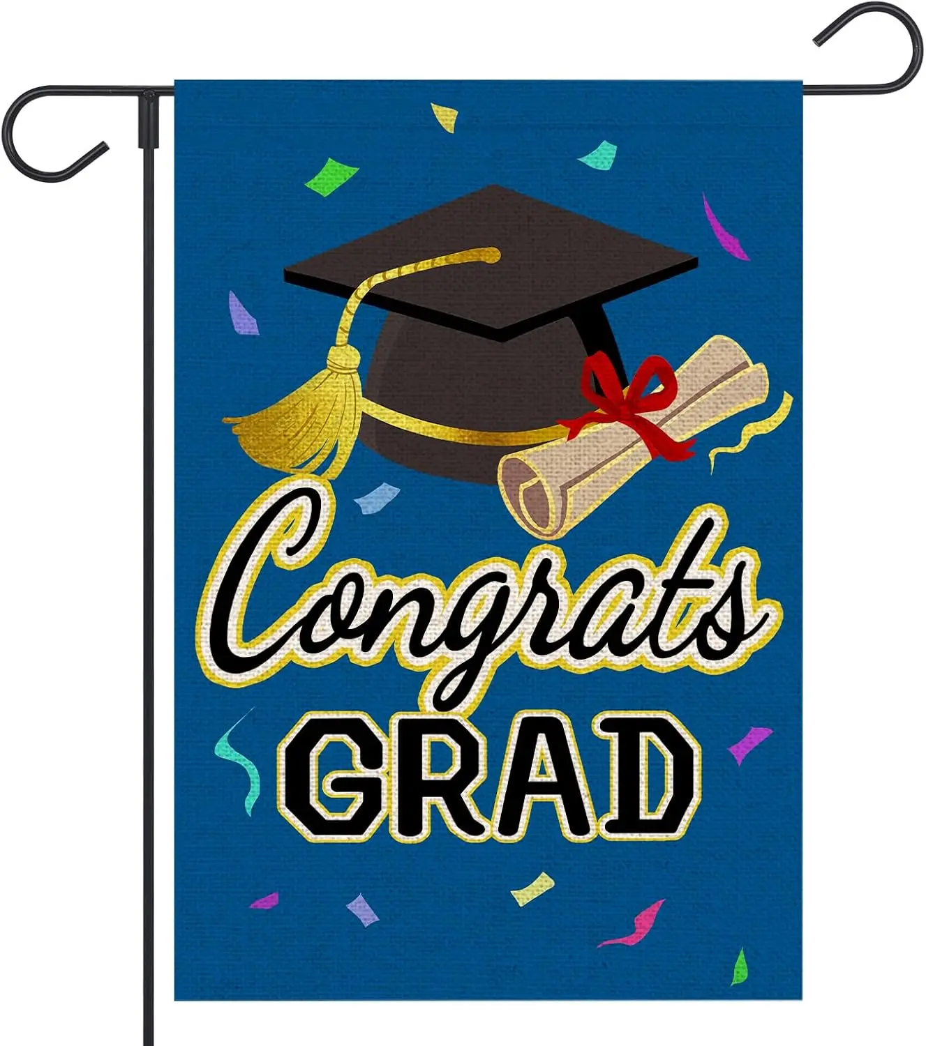 Diploma Cap Congrats Grad Garden Flag 12x18 Inch Double Sided Outside Small Burlap Flags, Class Of 2026 Graduation Ceremony jjp
