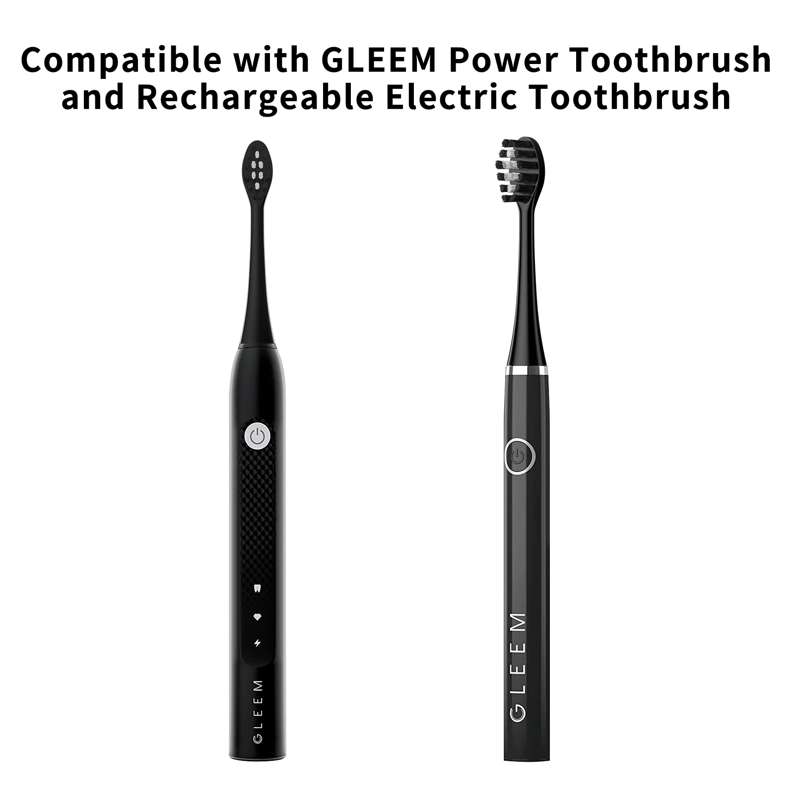 Substituição Toothbrush Heads, Compatível com Gleem Electric Toothbrush, W Shape Design, Plantada com cerdas de nylon, Preto