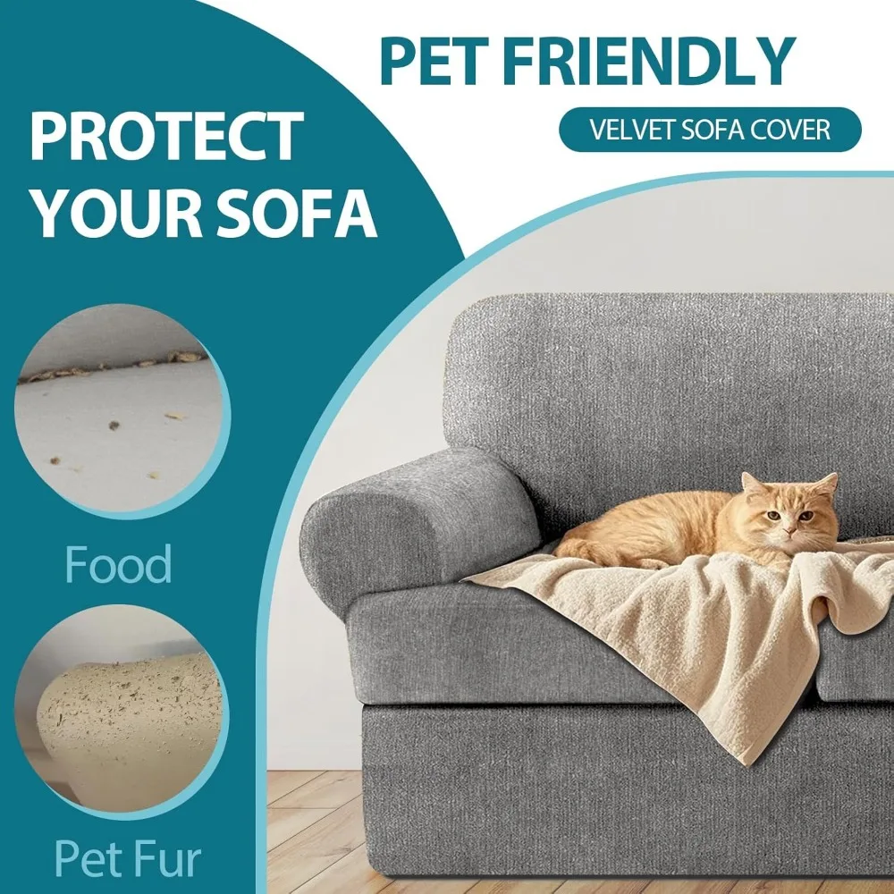 أغطية أريكة قابلة للتمدد - أغطية وسائد مكونة من 4 قطع، حماية أثاث قابلة للغسل في الغسالة للأرائك #6