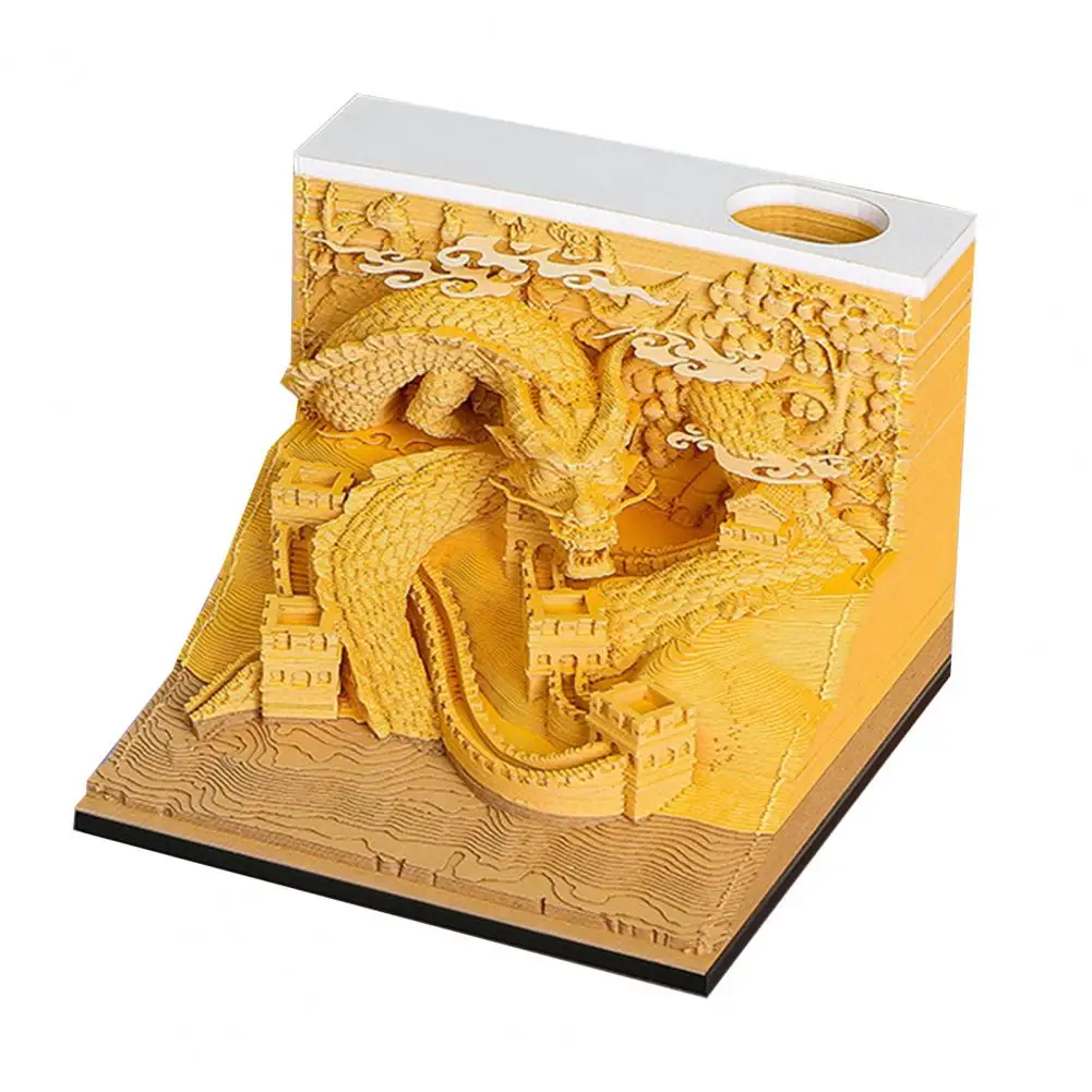 Engraving Dragon Note Lamp Dragon Engraved Memo Pad Lamp for Blessings 3d Decorative Desktop Notepad with Sticky Notes