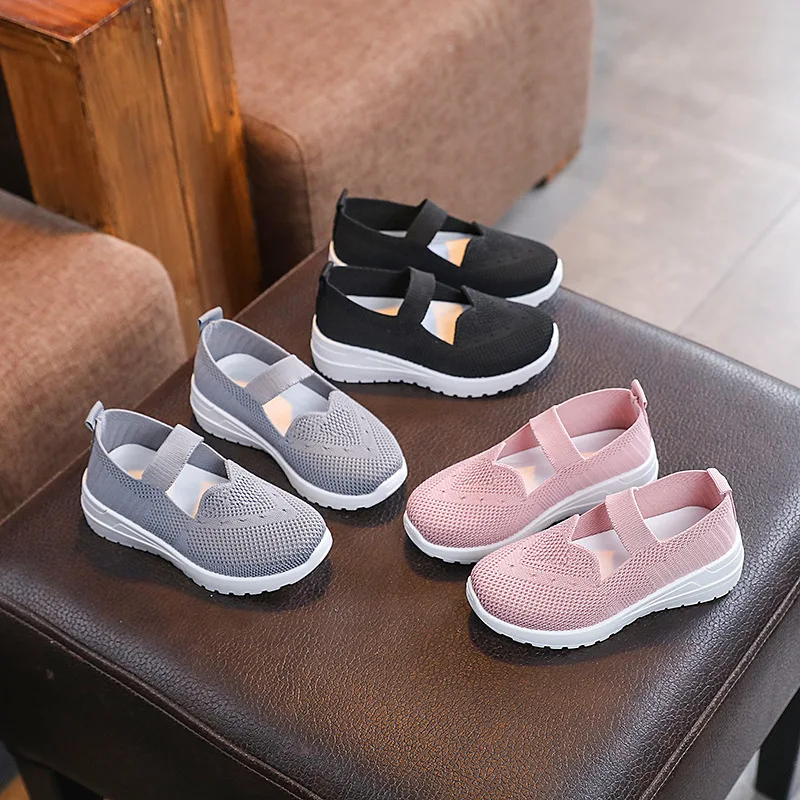 Spring Autumn Girls Soft-soled Hollow Breathable Casual Shoes Children Non-slip Casual Sports Shoes Lightweight Running Shoes