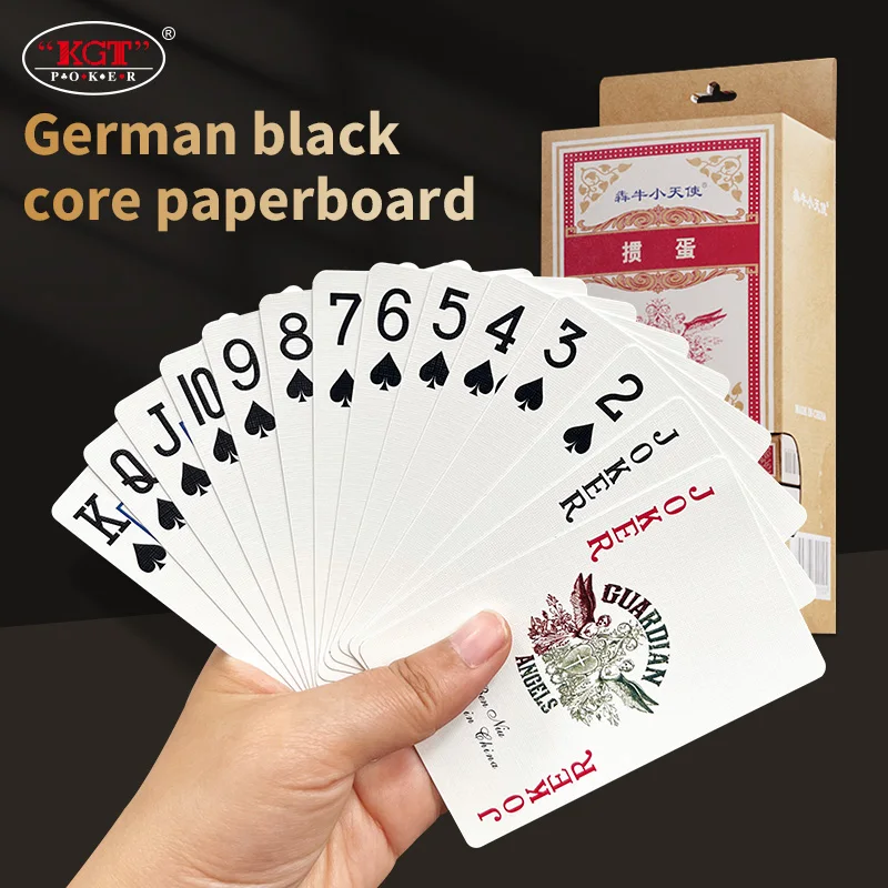 

60X97mm large poker, double-sided cloth pattern, German black core paper opaque and anti cheating, game specific playing card