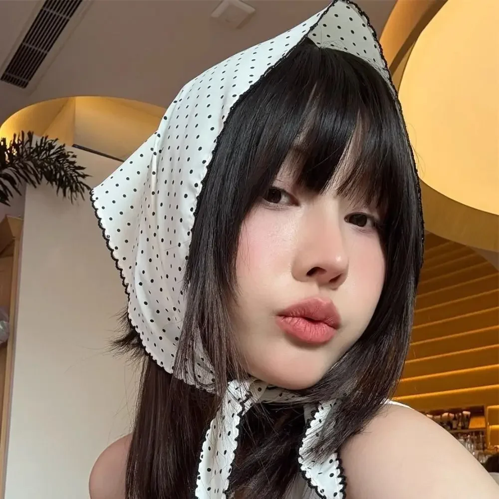 

New Triangular Hair Band Breathable Dot Printing Headscarf Versatile Sun-Proof Dot Headband Summer