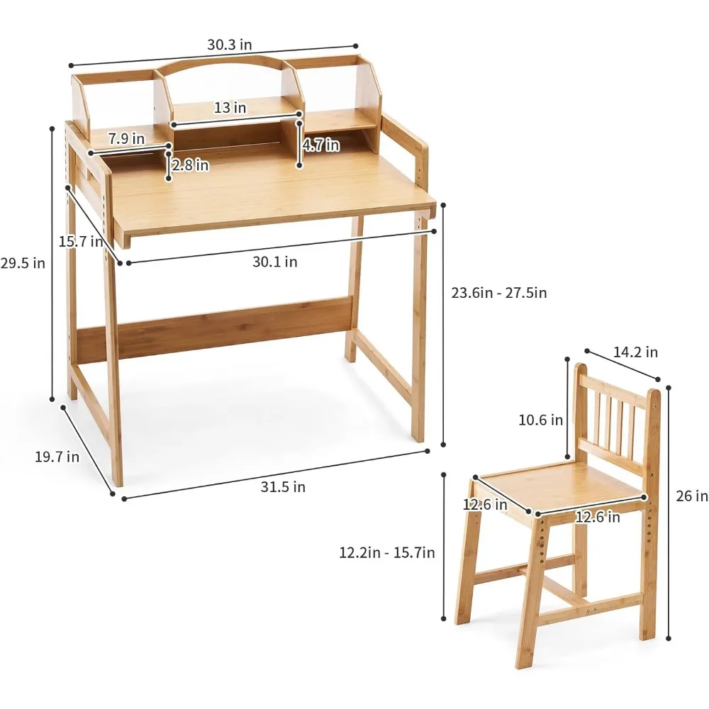 Kid Desk and Chair Set -  Kids Desk with Chair - Modern Kids Study Desk and Chair Set - Ideal for Homework and Art Projects