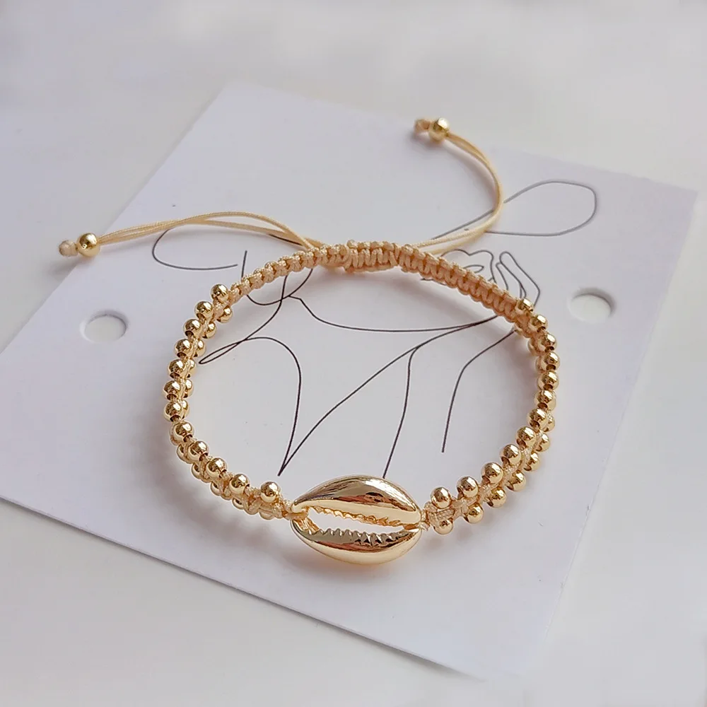 KKBEAD-pulsera trenzada hecha a mano para Mujer, brazalete con cuentas chapadas en oro, accesorios de joyería de diseñador