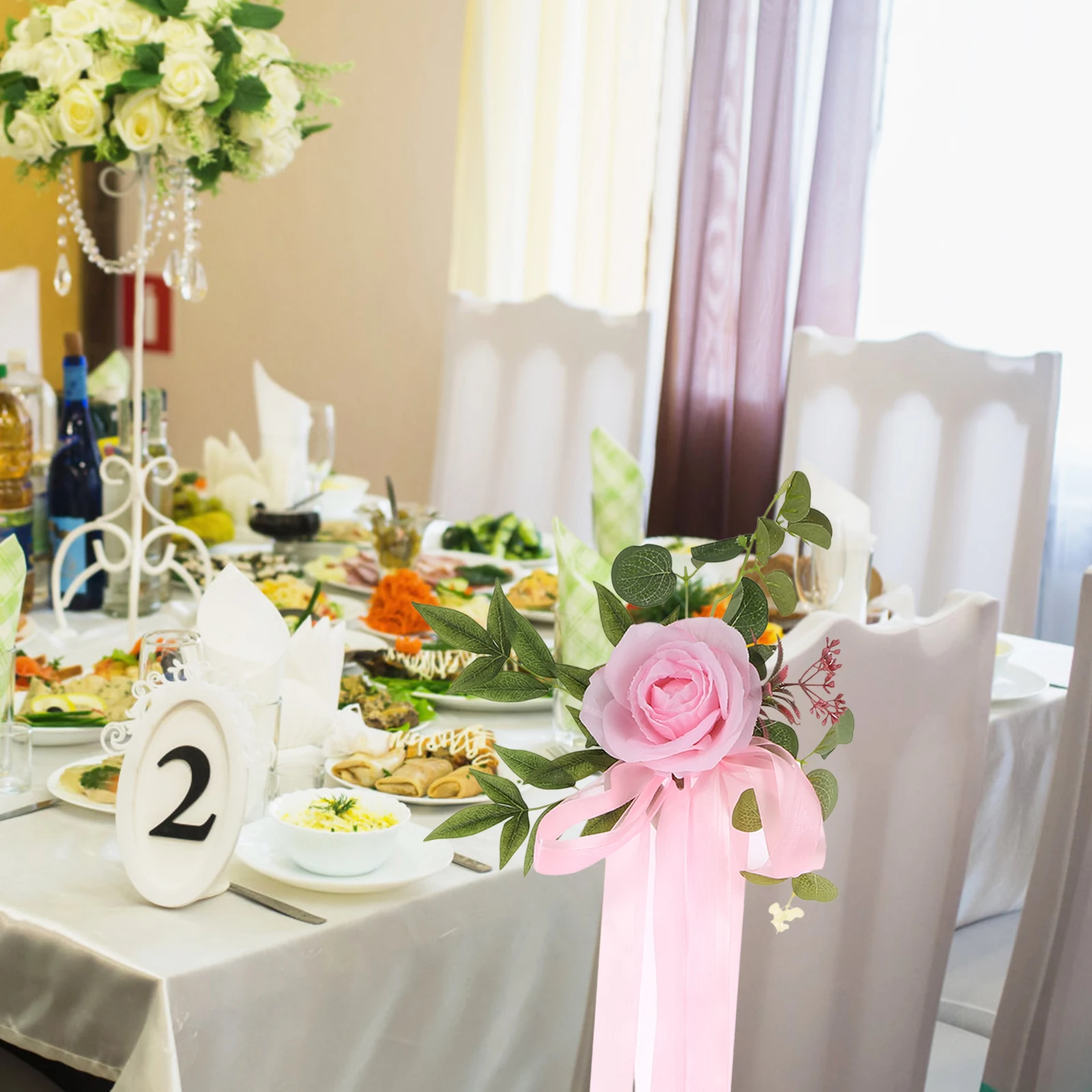 

Decorate Chair Back Decoration Flower Floral Polyester Bridesmaid Aisle Wedding