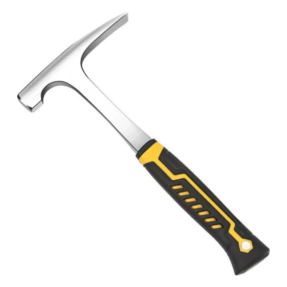 High Carbon Steel Geological Hammer Non-Slip Rubber Handle Outdoor Exploration Rock Pick Hammer Brushed Finish Heavy Duty