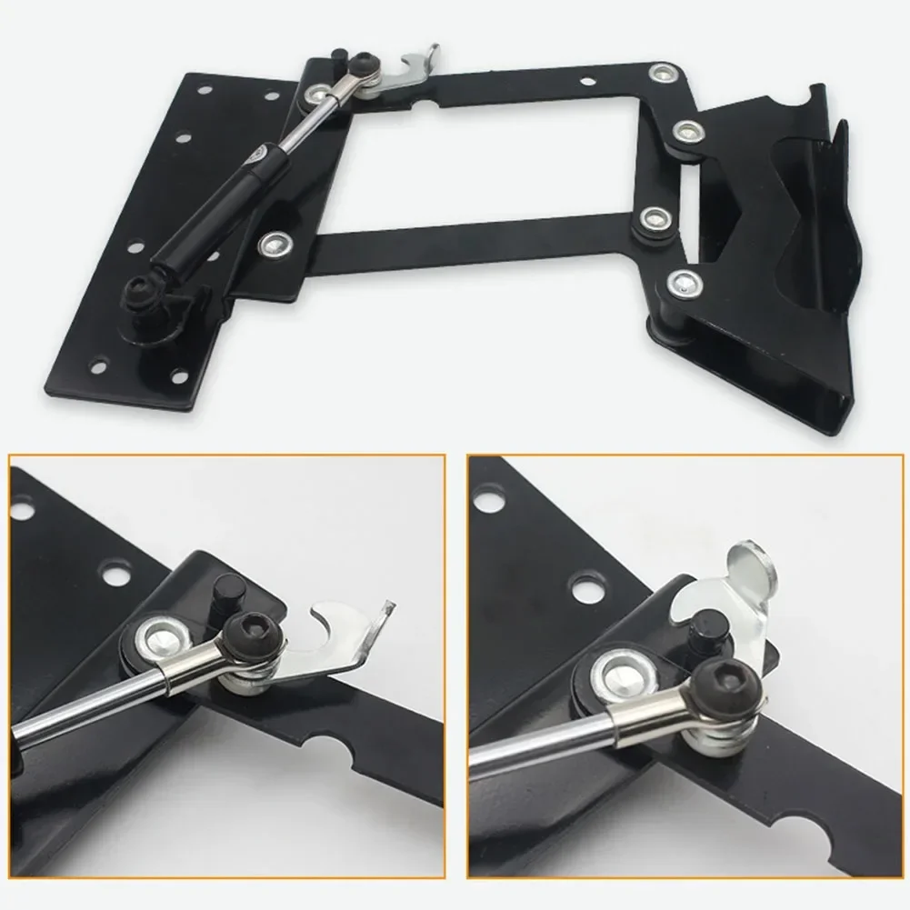 1, 1Pair Multifunctional Pneumatic Soft Folding Fitting Rack Bracket for Coffee Table, Dining, Writing, Meetings Black