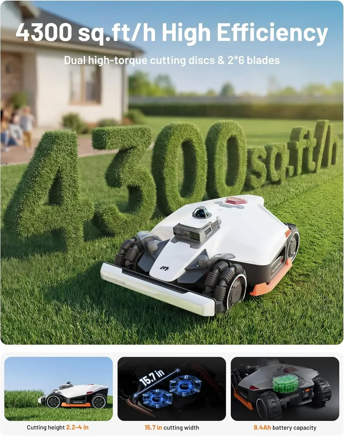 BUY 2 GET 1 FREE Mammotion LUBA 3 AWD 1500H Robot Lawn Mower for 0.37 Acre, 360° LiDAR+Dual-Camera AI Vision