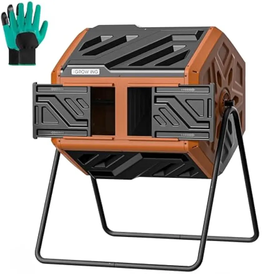

Двухкамерный акробатический композитор на 43 галлона, уличный контейнер для компоста с быстрой сборкой для сада и двора, оранжевый