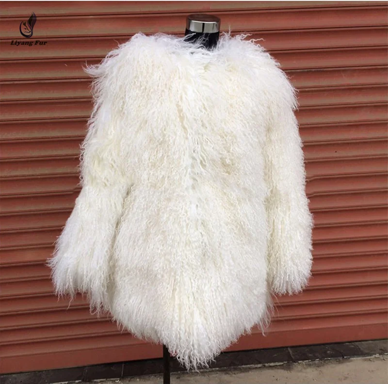 Mongolian Lamb Fur Coat Hot Sale Lady Winter Fashion Women Real Lamb Fur Jacket