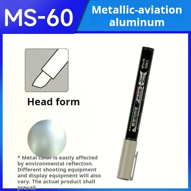 Stedi MS60-MS67 Metallic Marker Pen Chrome Mirror Finish for Gundam Scale Models Touch Up Painting Water-Based Hobby Tool