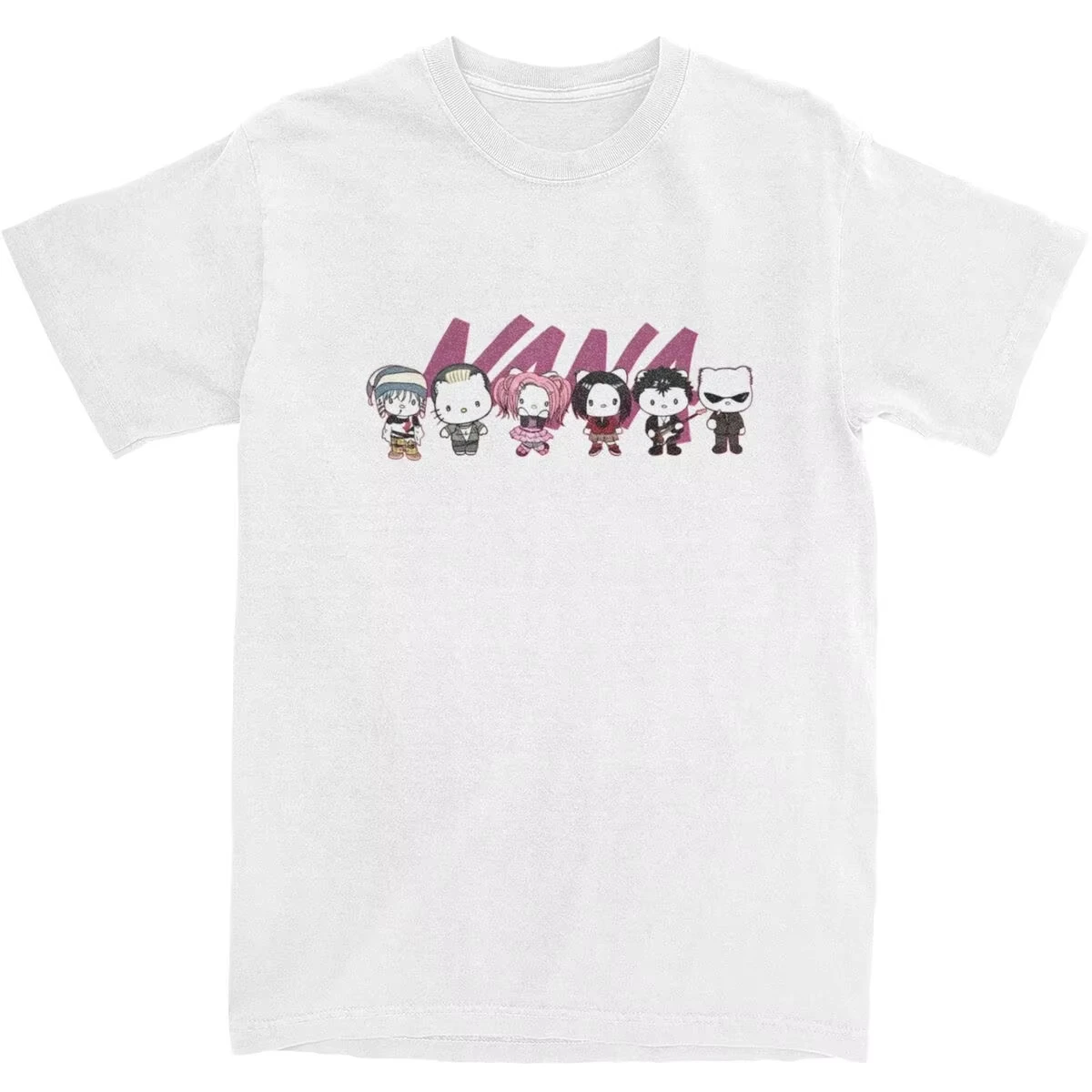 

Новинка лета 2029, футболка Nana X Hello Kitty-bayingimg Harajuku, винтажные топы с короткими рукавами, хлопковая одежда больших размеров с круглым вырезом