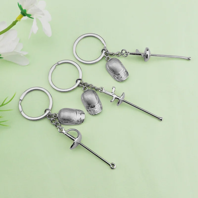 New Creative Fencing Keychain Pendant Sports Souvenir Flower Sword Sabre Heavy Sword Sports Small Pendant Key Ring Part Gift