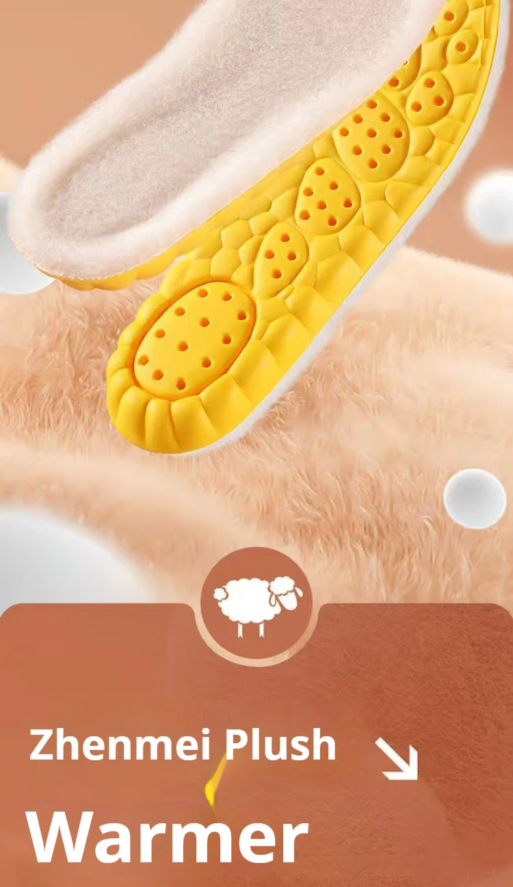 1 Paar Winter-Plüsch-Einlegesohle, Baumwollschuhe, verdickte warme Einlegesohle, stoßdämpfende Sohle, bequeme, rutschfeste Schuhpolster – Detail 3