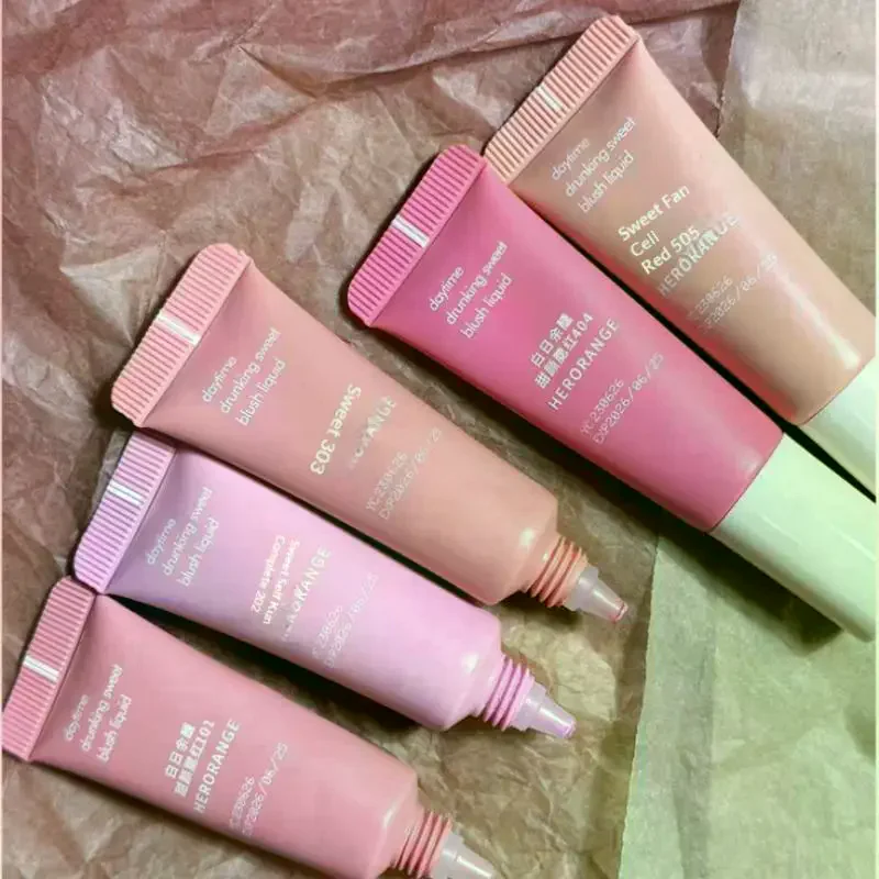 HERORANGE チークブラッシュピグメントチューブ 保湿チークブラッシュ コスメティック フェイスブラッシャー 長持ちリキッドブラッシュ ブライトニングメイク