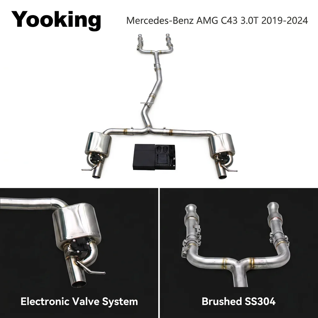 SS304 Exhaust Pipe System For Mercedes Benz AMG C43 3.0T 2019-2024 Valvetronic Muffler Sport Sound Performance