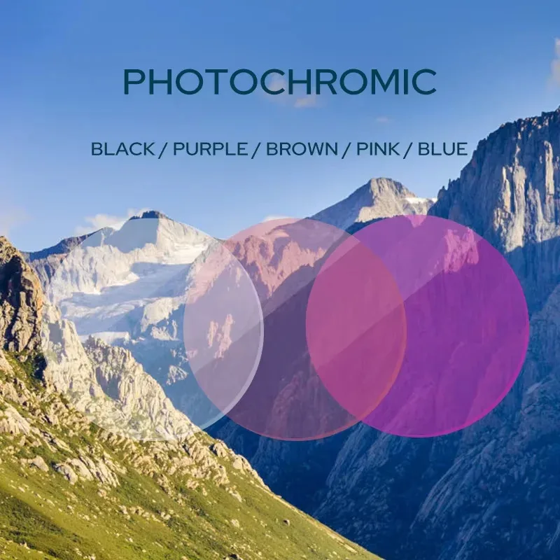 

Photochromic Gray Brown Pink Purple Blue Series 1.56 1.61 1.67 1.74 Prescription Glasses Lenses For Myopia Hyperopia