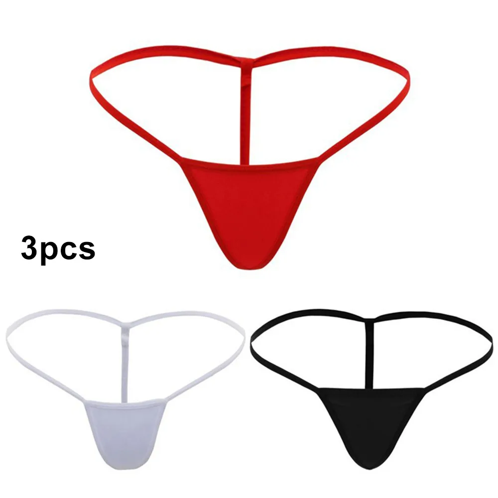 

1/3Pcs Ladies Sexy Thongs Panties Solid Color Low Waist Female G-String Panties Underpants Women Underwear White Black Red