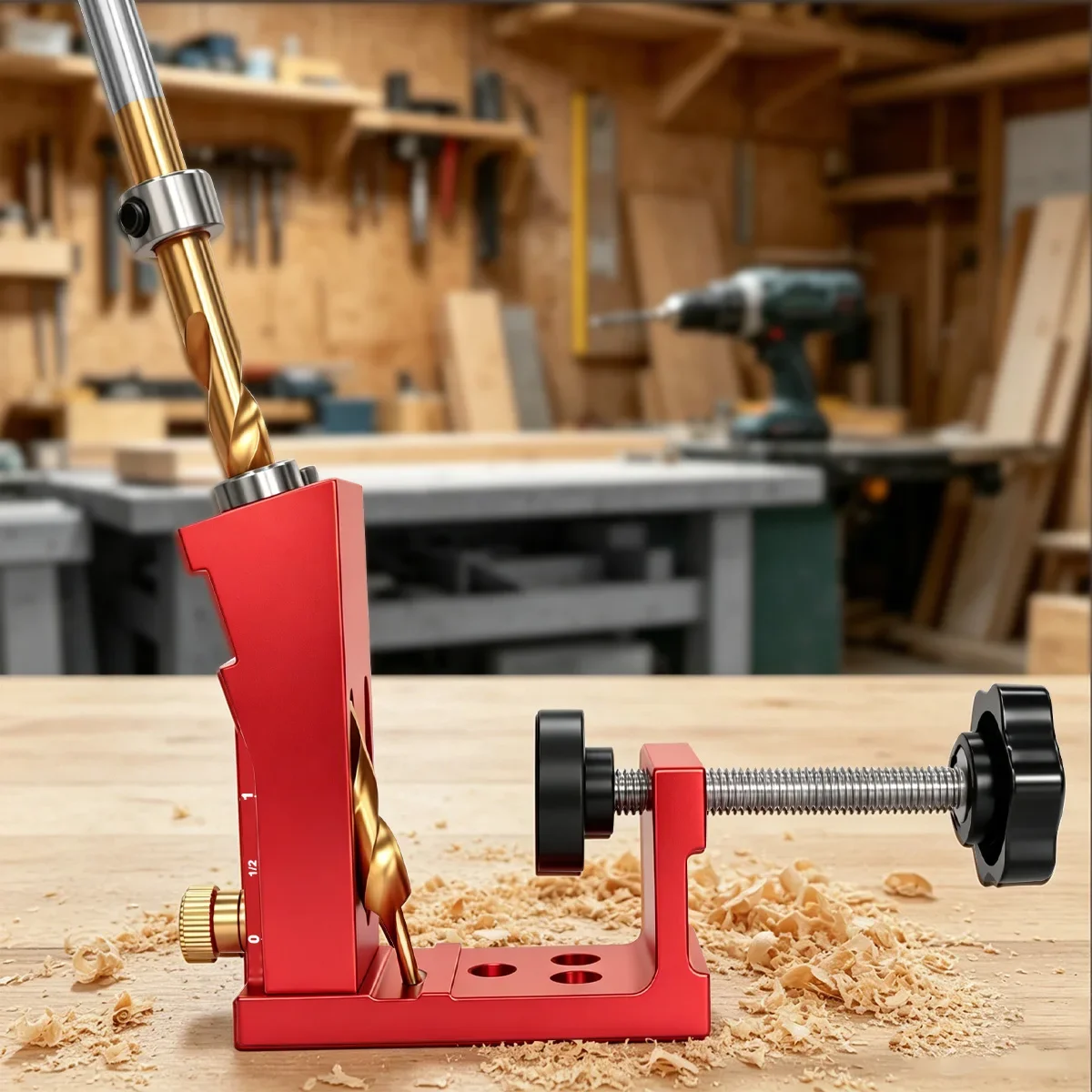Verstellbares Taschenloch-Bohrvorrichtungs-Set, Aluminium-Holzbearbeitungs-Schrägloch-Lokalisierer mit 9mm Bohrer für Möbel- und Schrankherstellung – Detail 10