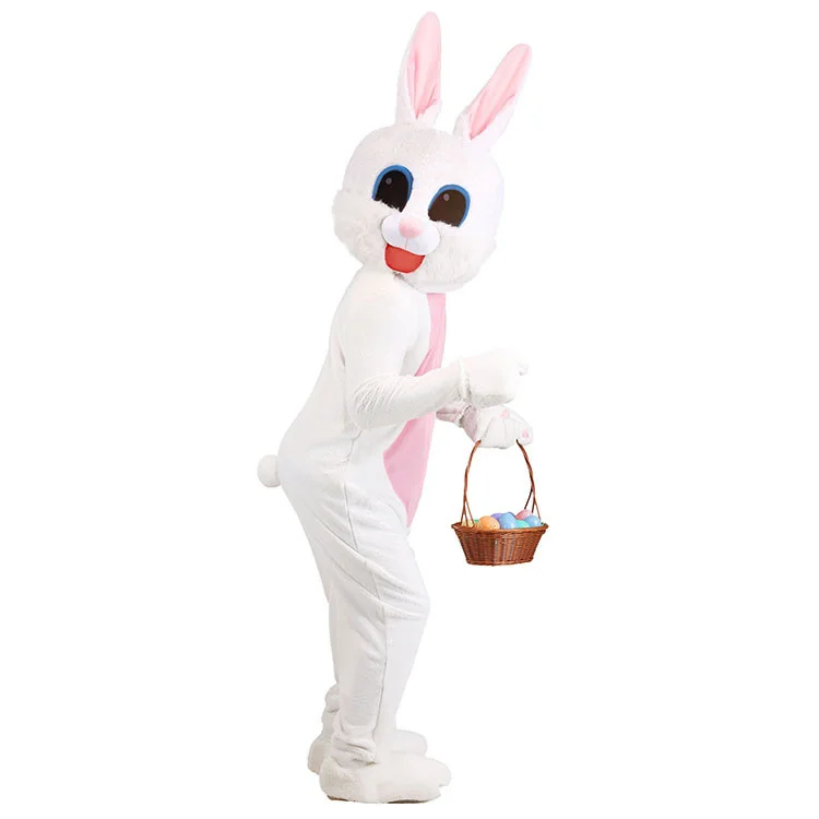 Halloween Easter Bunny Mascot Costumes White Rabbit Cosplay Adult Size Christmas Birthday Party Fancy Dress Mascot Head