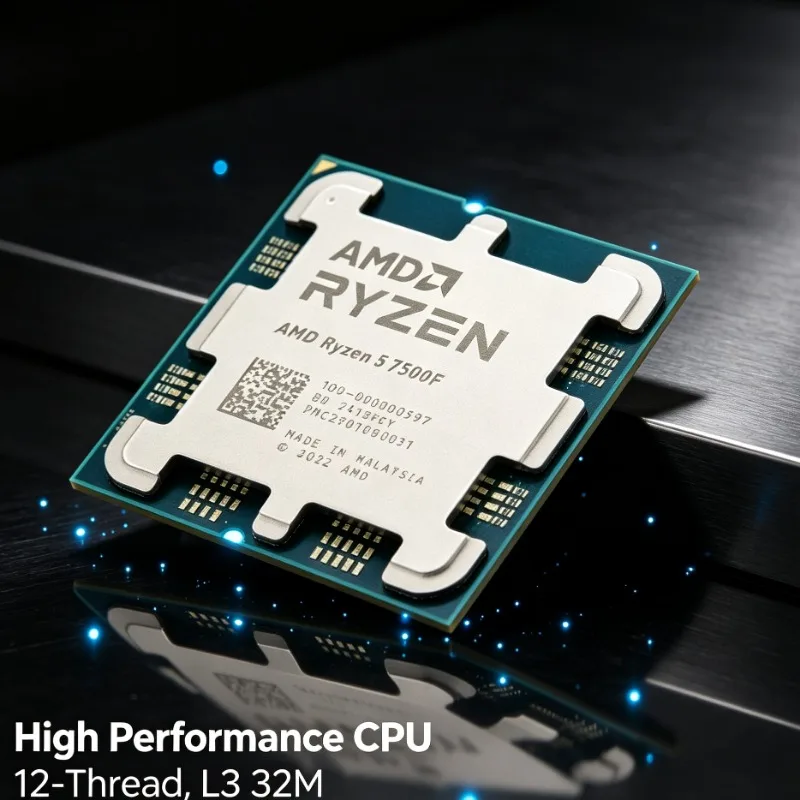 AMD R5‑7500F Socket AM5 Processor 3.7GHz 6 Core 12 Thread 5NM 32MB L3 Cache 100‑000000597 Desktop CPU No Fan