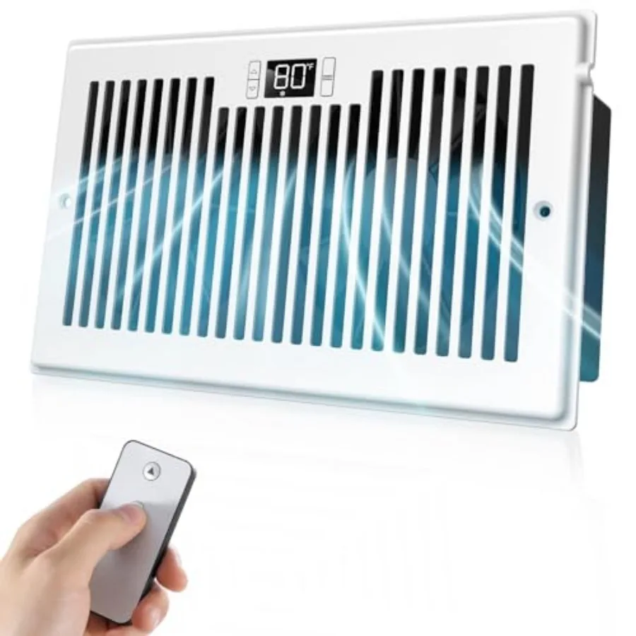 

Quiet Register Booster Fan Fits 6" x 10" DUCT OPENING CUTOUT,10-Speed Smart Heating Cooling AC Vent Booster Fan w/Remote Contro