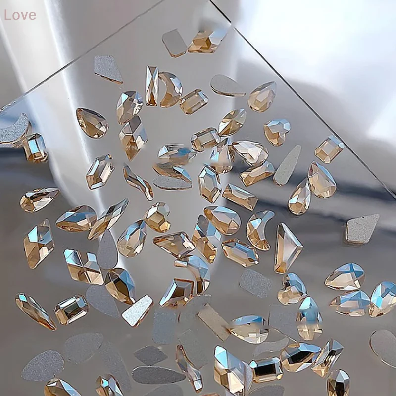 คริสตัลตกแต่งเล็บรูปทรงข้าวหลามตัดขนาดเล็ก ฐานแบน สำหรับตกแต่งเล็บแบบ 3 มิติ ให้ความสวยงามระยิบระยับ สำหรับผู้หญิง