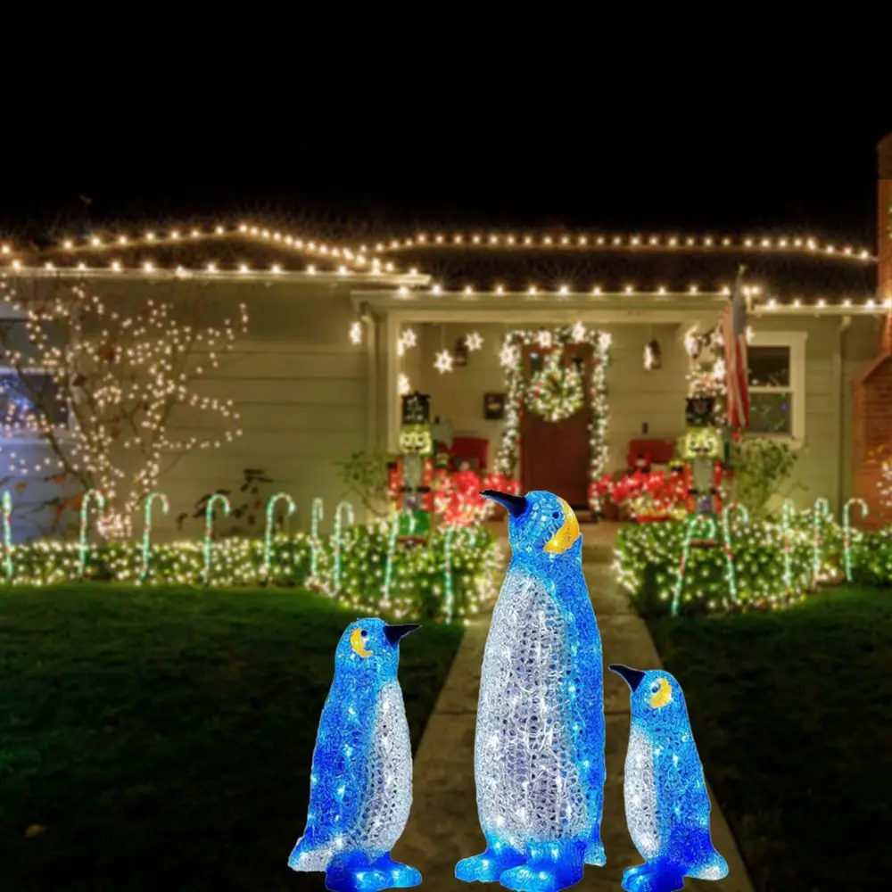Christmas Penguin Acrylic Ornament Light Festive Garden Yard Decoration New Year Holiday Party Atmosphere LED Lamp