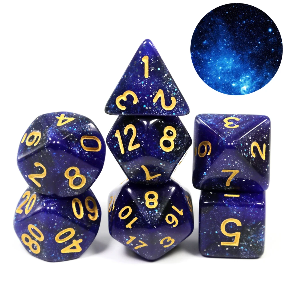 Galaxy Polyedrisches Würfelset, 7-teilig, digitale DND-Würfel für Tabletop-Brettspiele, Rollenspiele, Zubehör – Detail 5