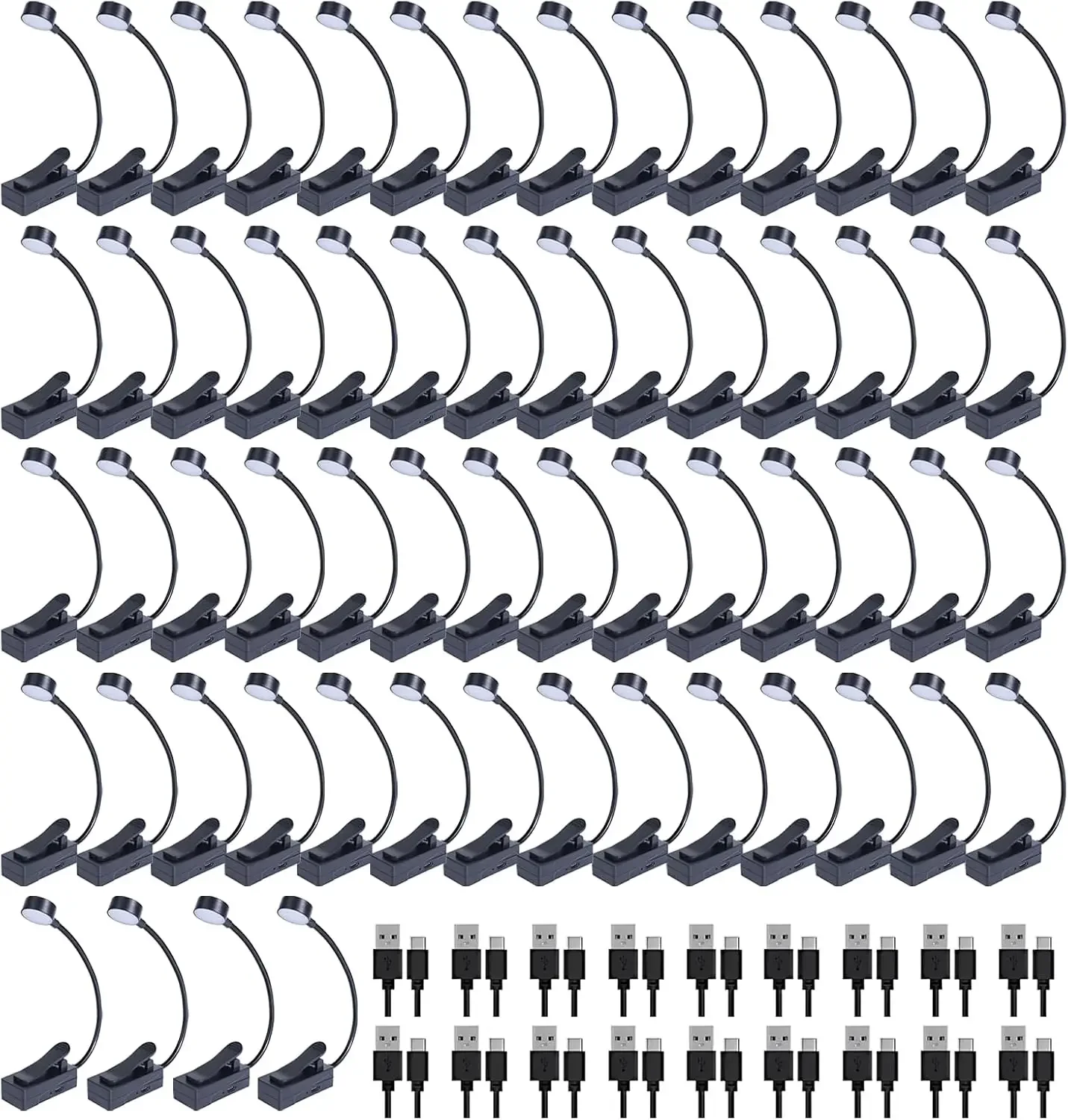 60 Pack Rechargeable Book Light Bulk Clip-On Reading Lights for Books in Bed Long-Lasting 3 Modes & 3 Brightness Levels