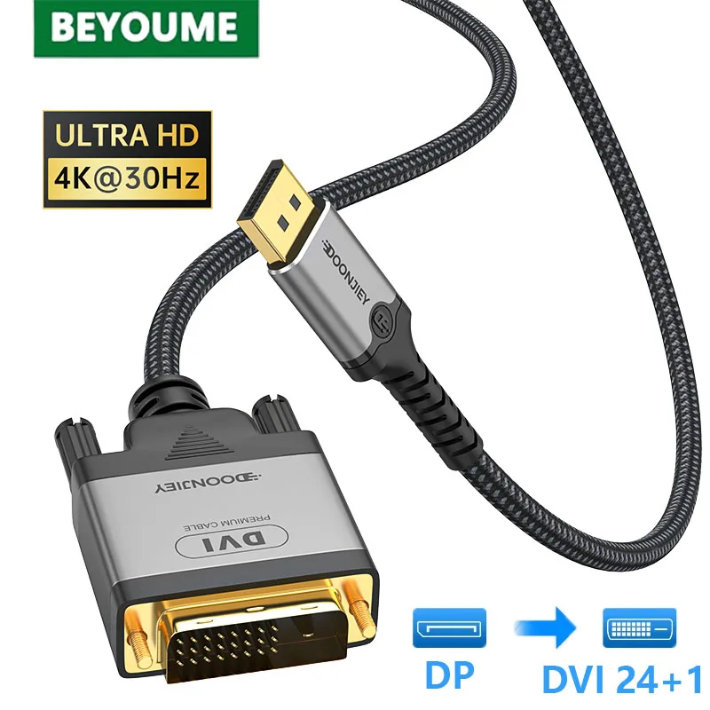 Adapter kabla 4K DisplayPort DP do DVI 24+1 Kabel konwertujący DP do DVI do monitora Dell Asus Projektor Kabel wideo DisplayPort 2m