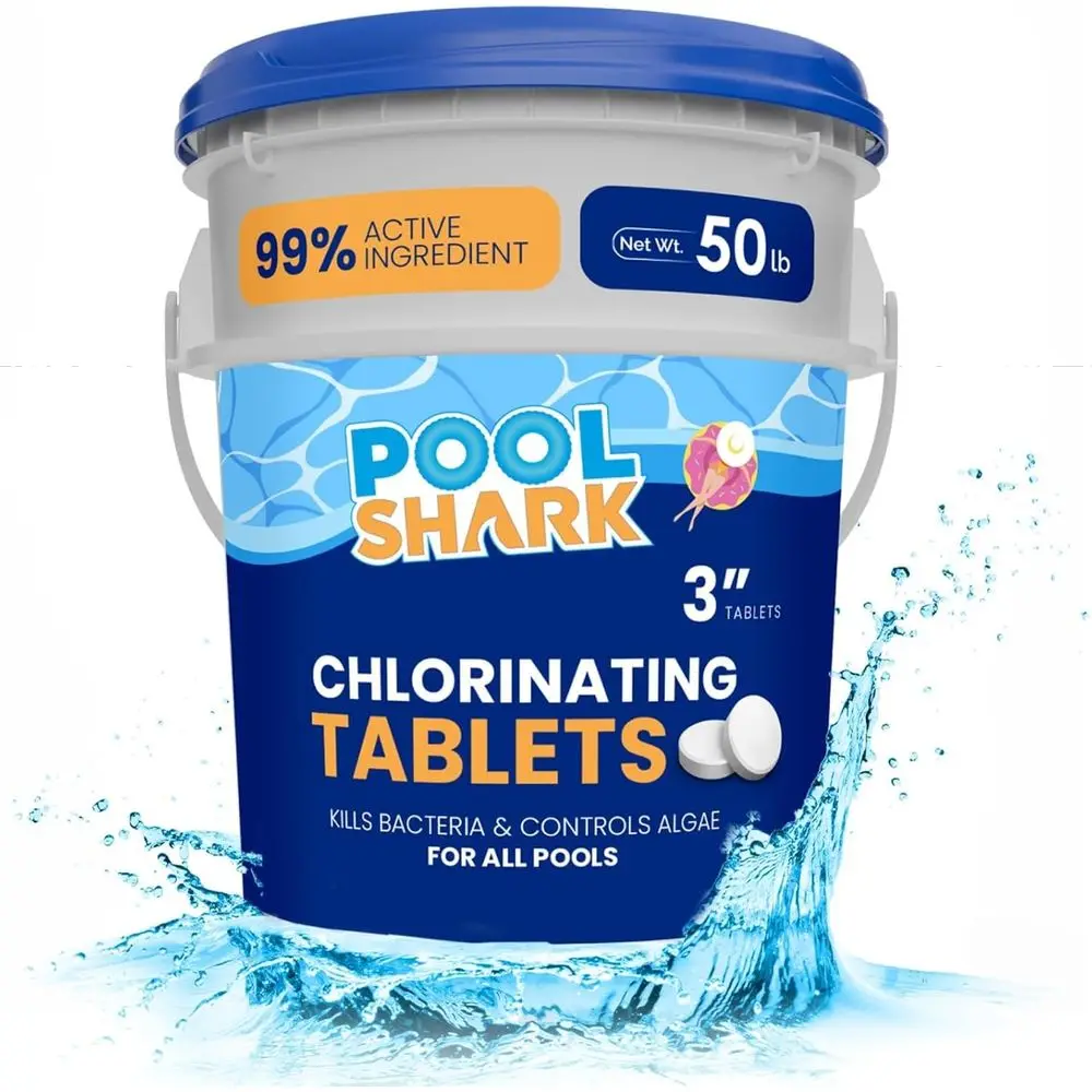 Swimming Pool Chlorine Tablets - 3-Inch Chlorine Tablets - Slow-Dissolving 90% Active Chlorine Tabs - Pool Ccals or Inground Poo