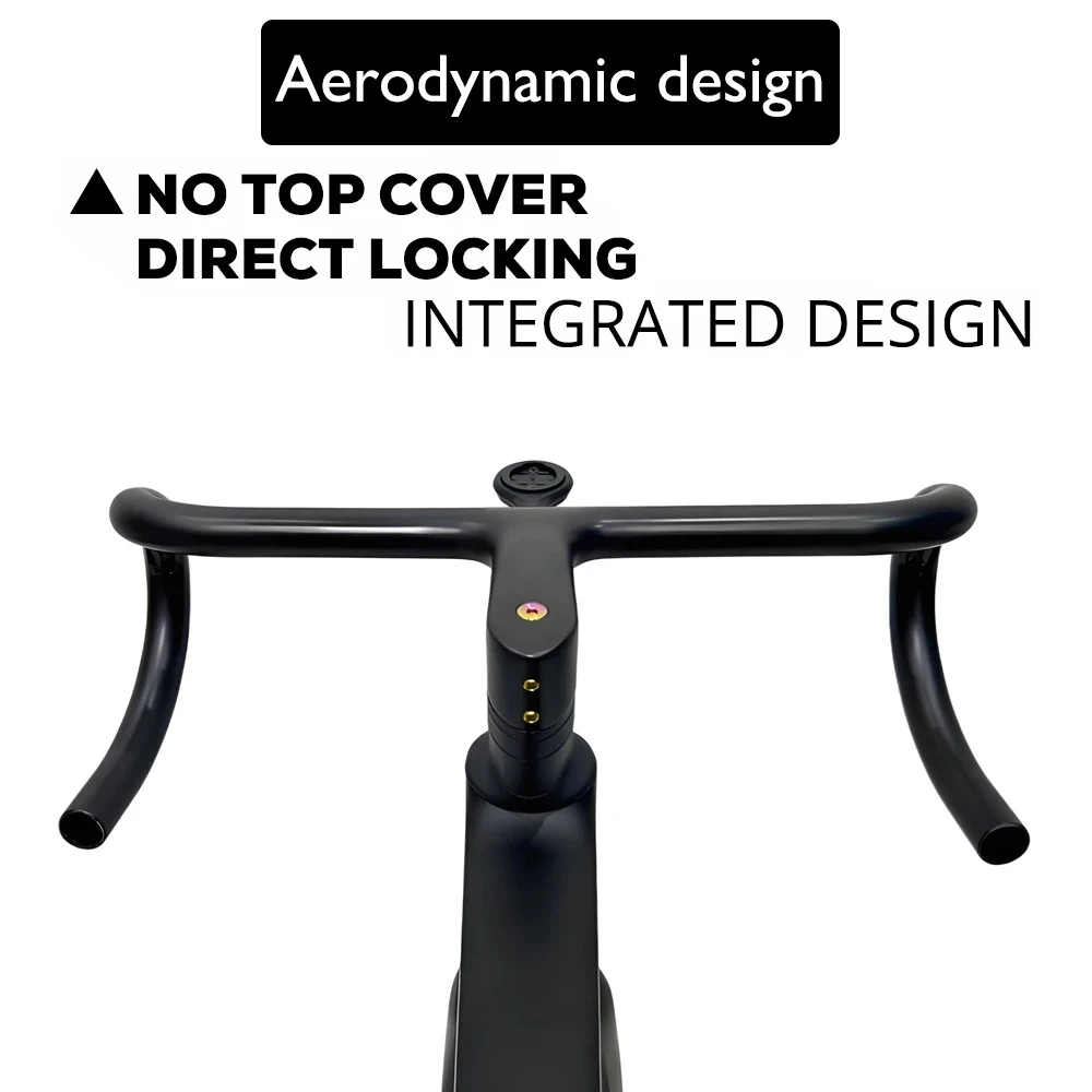 Carbon Fiber Integrated Road Bike Handlebar 360-440mm, Internal Cable Routing, 28.6mm Clamp Lightweight Aero Design for Cycling