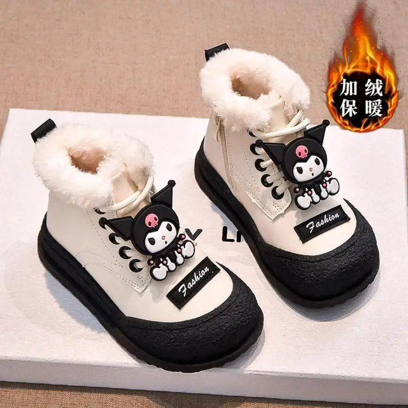 Girl Snow Boots Hot Sanrio Kuromi Hello Kitty Kawaii Winter Clothes Children Thickening Cotton Boots Cartoon Lovely Gif New T