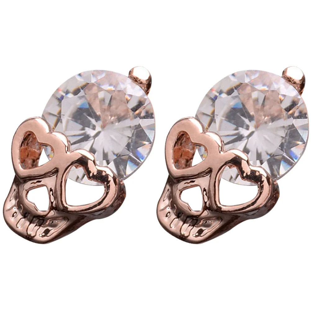 1 زوج حجر الراين الجمجمة أقراط للنساء هالوين القوطية مجوهرات كول بيان أقراط العصرية حفلة هدية التبعي