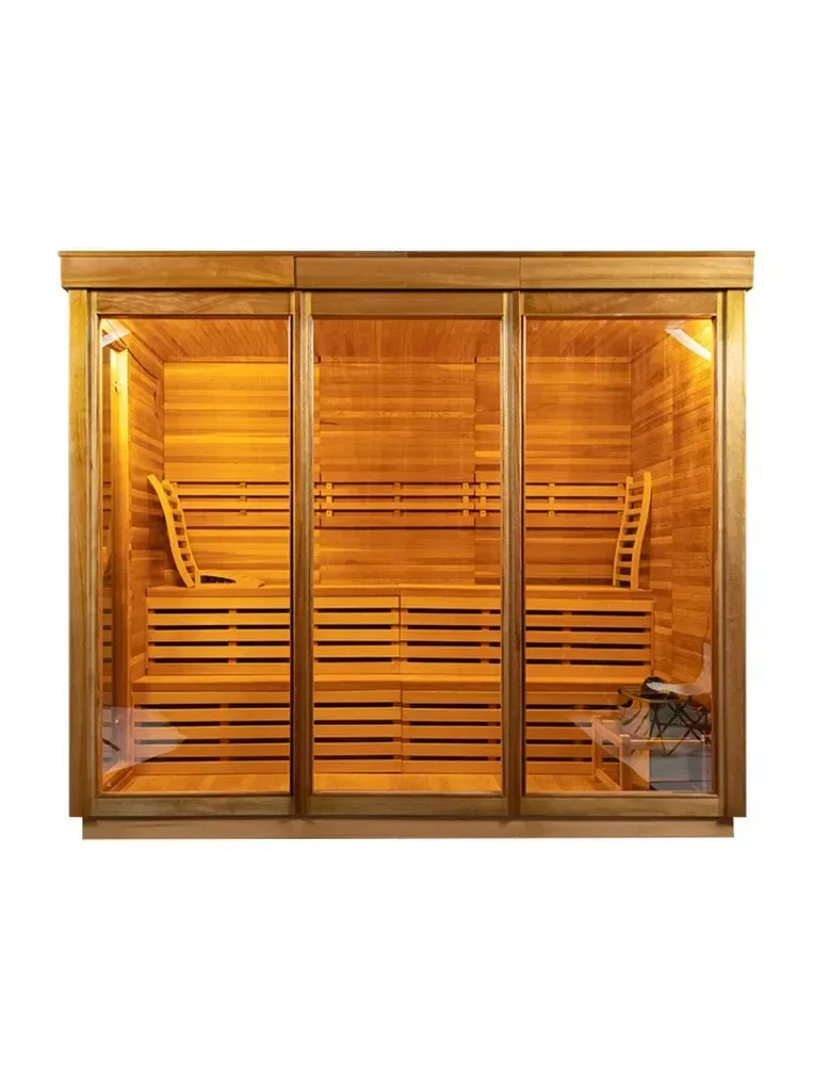 Large wooden sauna red cedar traditional steam outdoor sauna