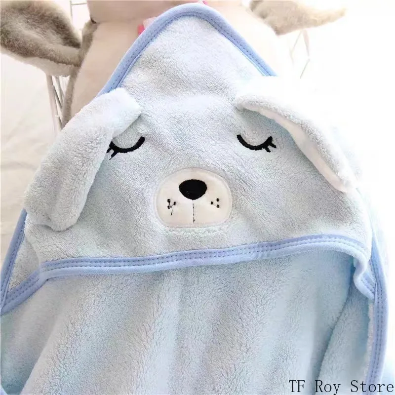 Infant Boys Girls Hooded Towels Newborn Kids Bathrobe Super Soft Bath Towel Blanket Warm Sleeping Swaddle Wrap for Toddler Baby