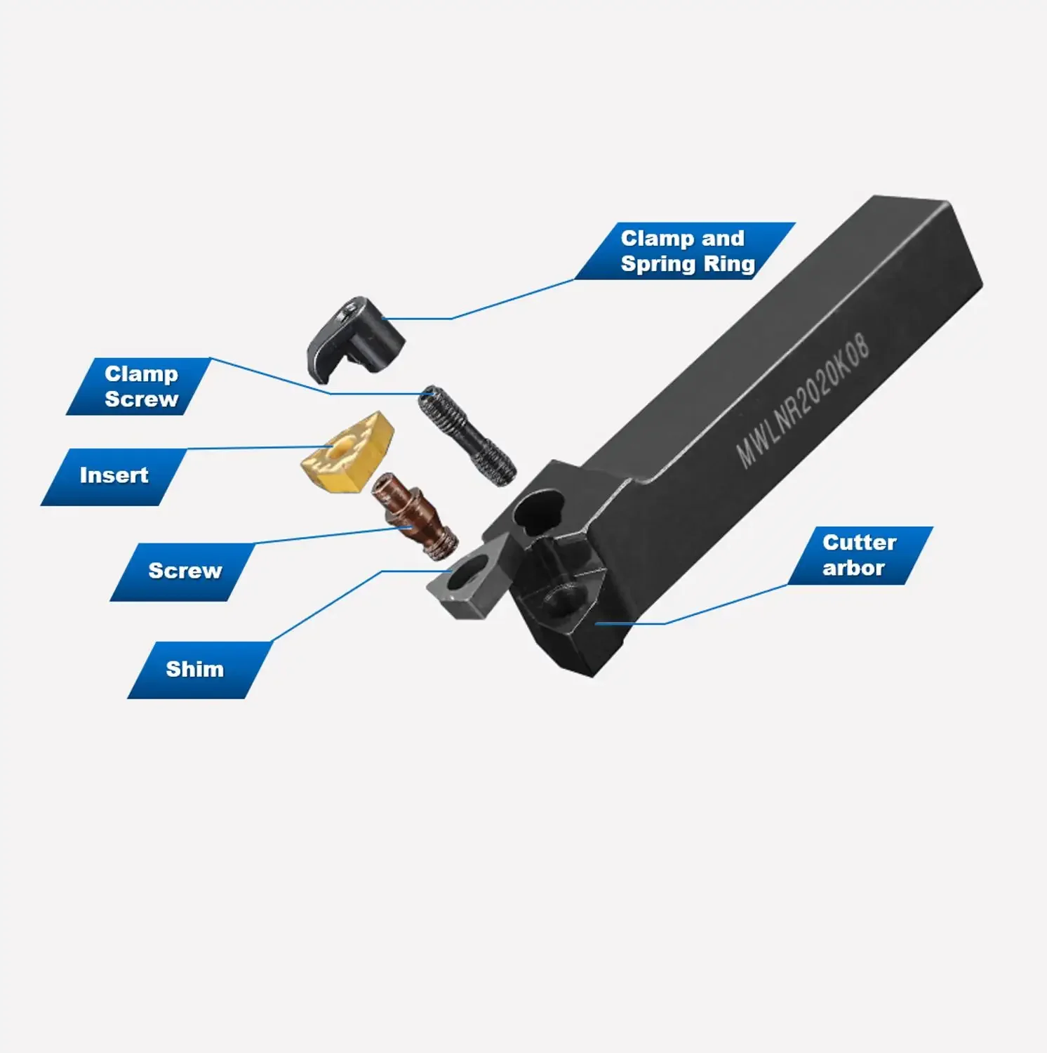 MWLNR2020 MWLNR 1616 MWLNR2525 MWLNR32  WNMG Carbide Inserts Lathe Bar CNC Cutting Tools SetExternal Turning Tool Holder