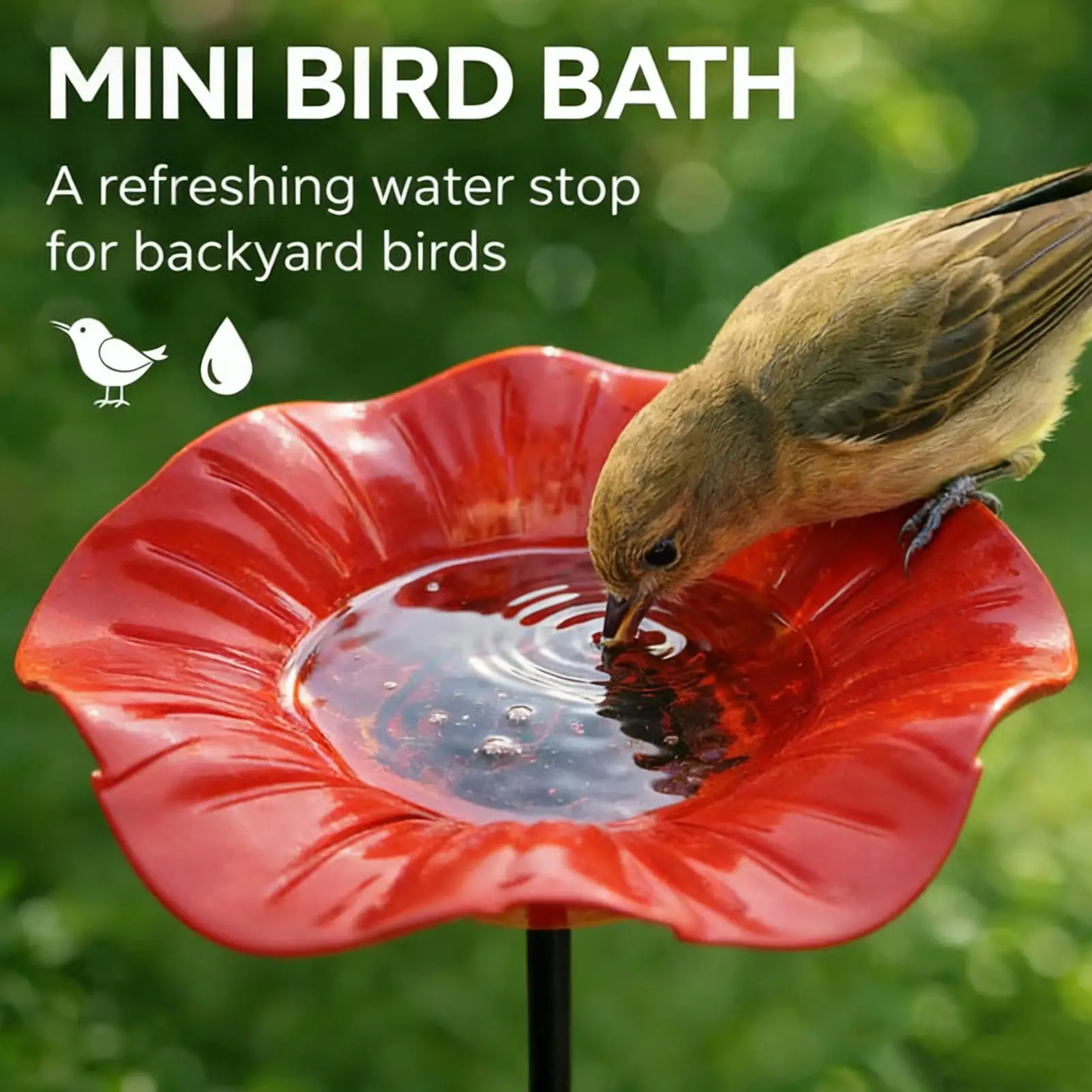 Bee Watering Station Multifunctional Feeding Bowl With Metal Stake Bird Baths Feeder Bowl for Bee Butterfly Macaws Parakeet