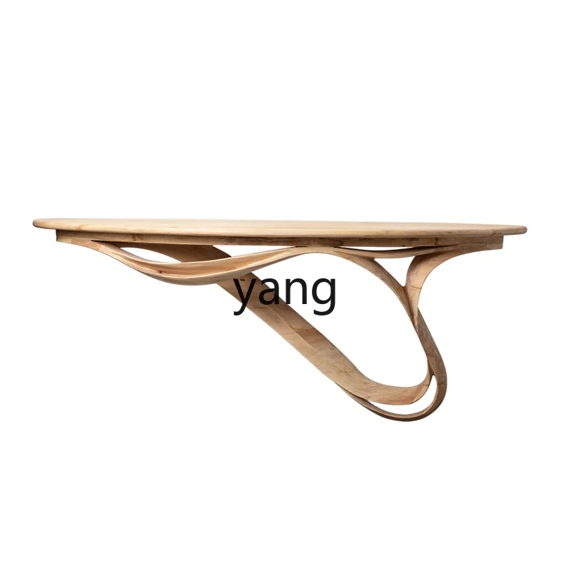 CX curved solid wood entrance high-end model room against the wall strip case entrance platform