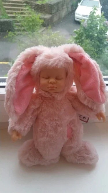 [ Funny ] 25cm Simulation dolls & Reborn baby doll Sleep placate fashion bunny rabbit baby doll plush toy soft kids child gift