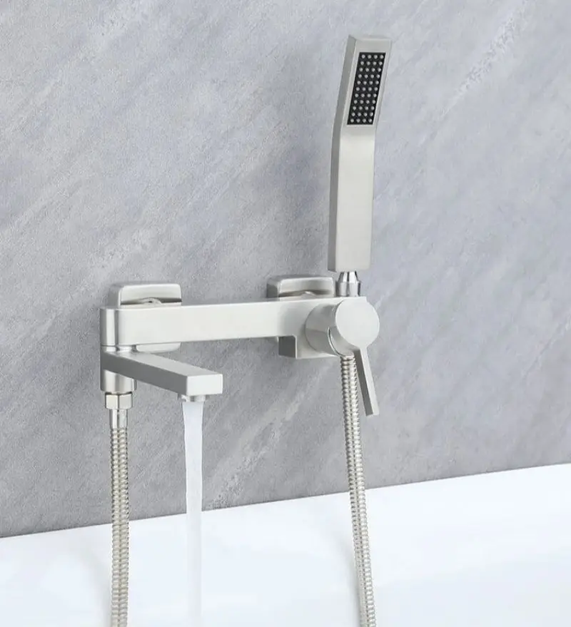 Bathtub Faucet Swing Spout Bathroom Waterfall Faucet 90° Rotatable Wall Mounted Hot Cold Mixer Triple Valve Shower Nozzle Tap