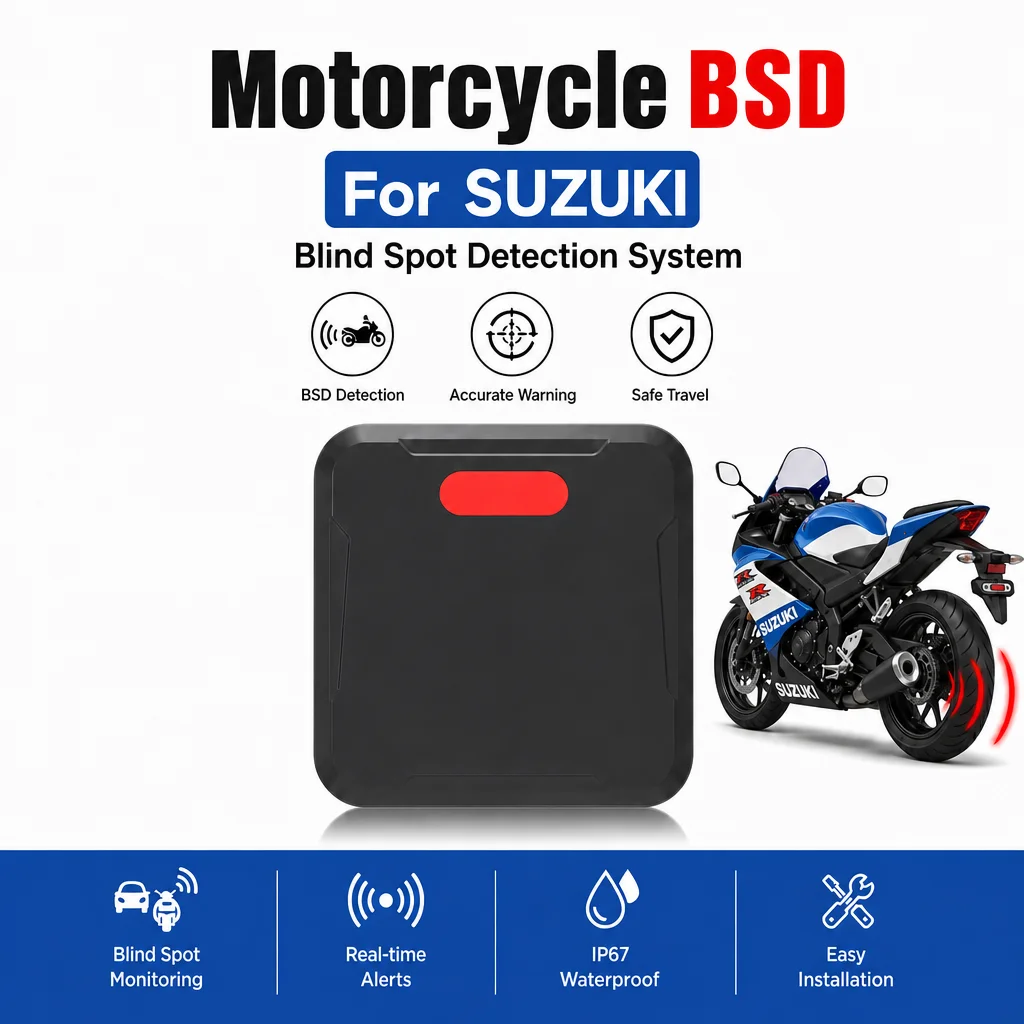 IP67 Waterproof Motorcycle Blind Spot Detection System, 70-meter Range BSD Radar Lane Change Assistance for Suzuki Series Motorc